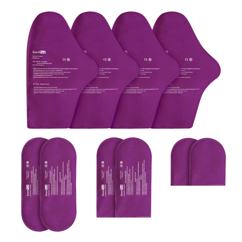 SuzziPad Replacement Ice Gel Packs for Cold Therapy Gloves and Socks10Piece Set SM Purple